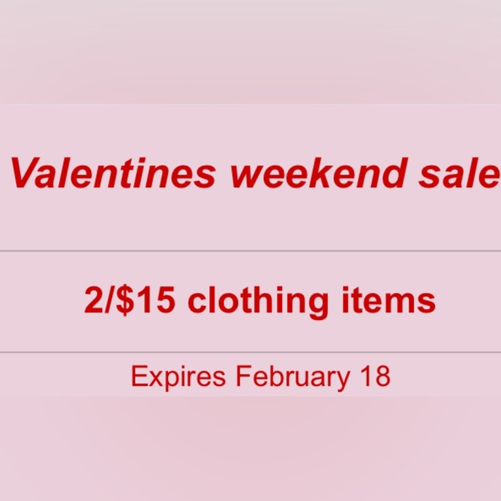 Closet sale 2/$15 items this weekend only